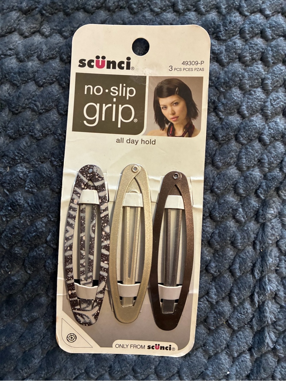 scunci No-Slip Grip Hair Clips - Brown, Gold, Patterned (3-Pack)